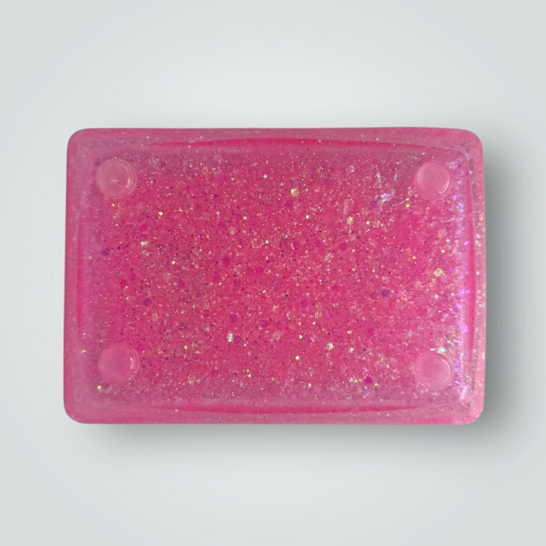 Blue Iridescent Home Decor Gift Set, Decorative Tray + Dish with Chunky Glitter, Rectangle and Square Shaped