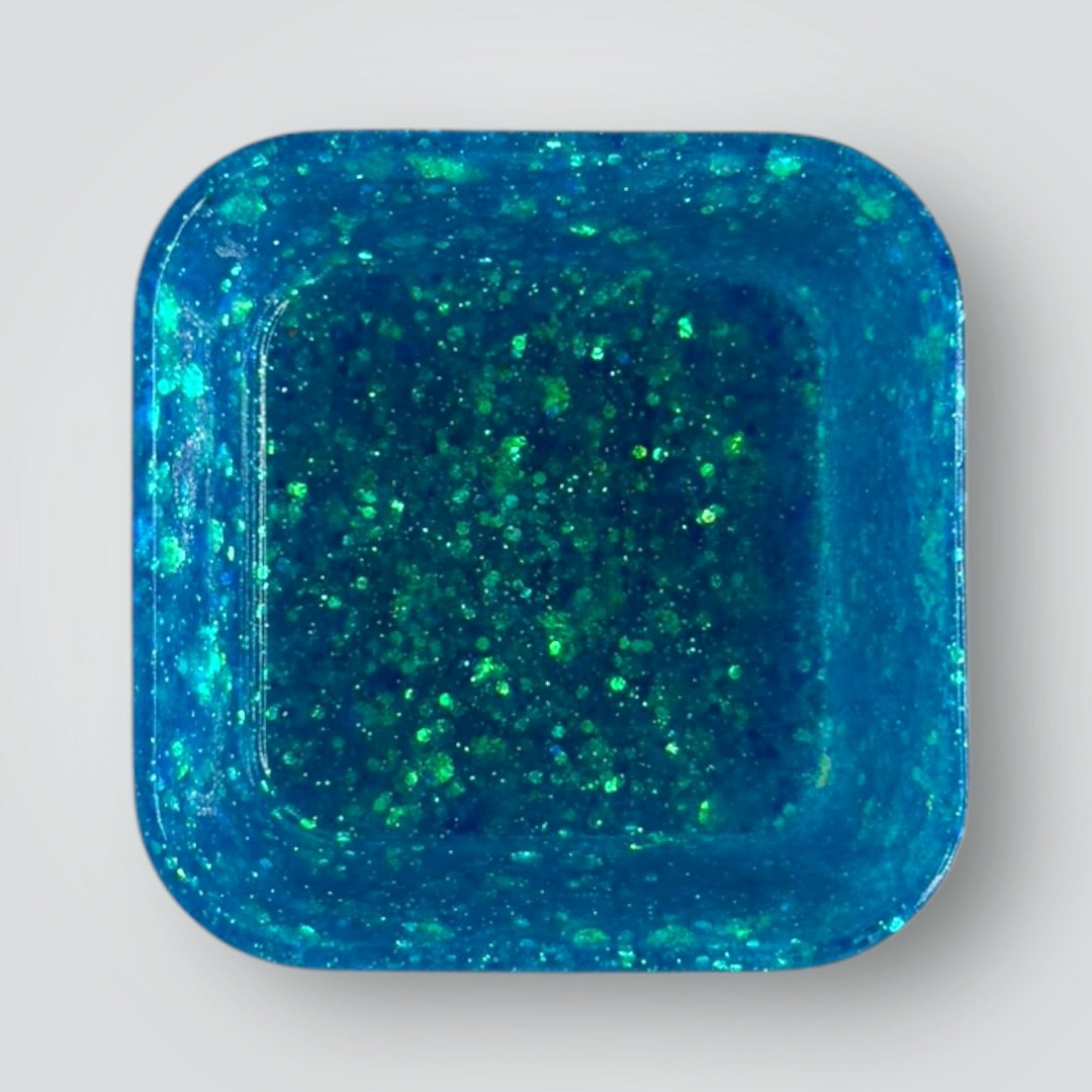 Blue Iridescent Home Decor Gift Set, Decorative Tray + Dish with Chunky Glitter, Rectangle and Square Shaped