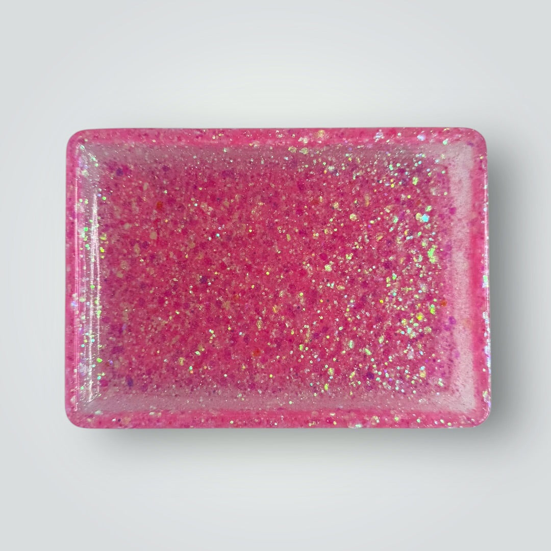 Blue Iridescent Home Decor Gift Set, Decorative Tray + Dish with Chunky Glitter, Rectangle and Square Shaped