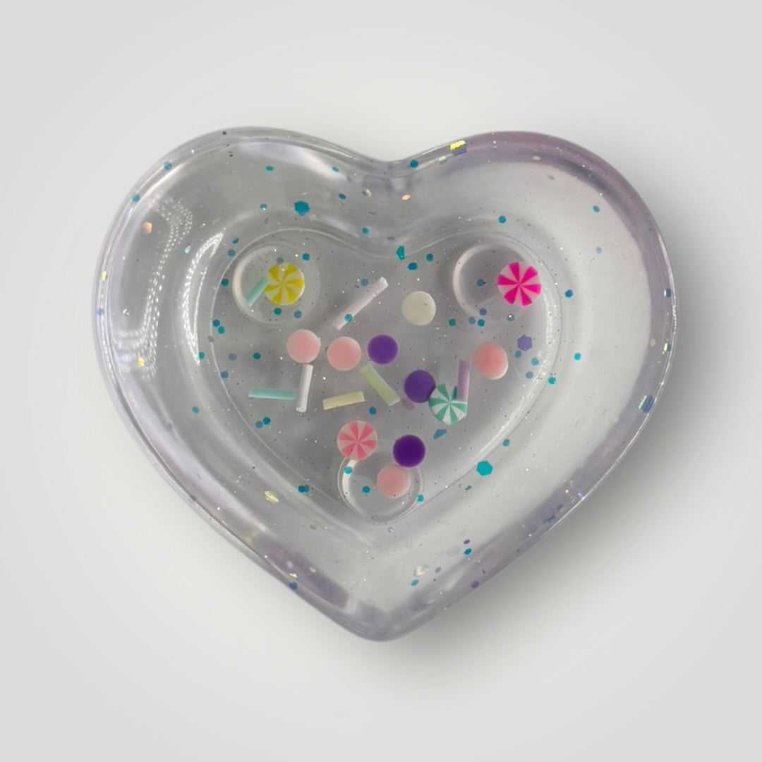 Heart Shaped Dish with Candy Charms and Iridescent Chunky Glitter