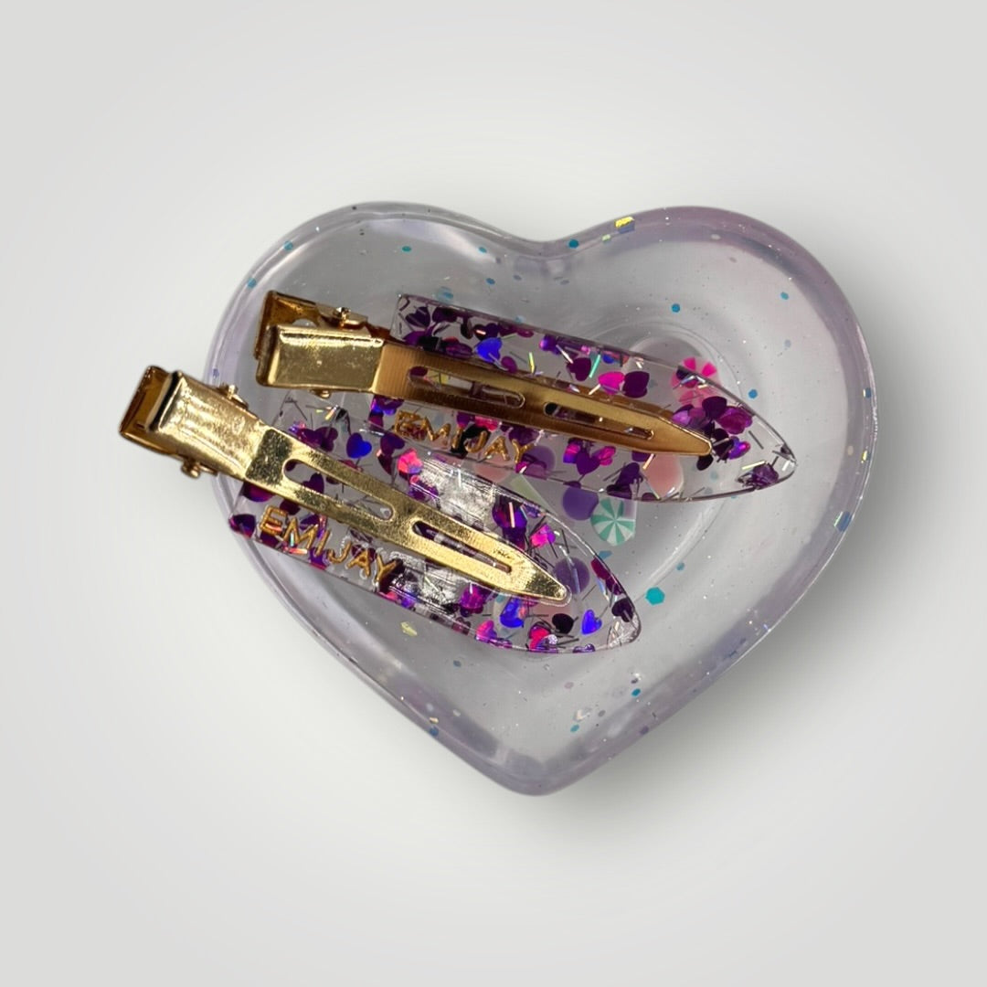 Heart Shaped Dish with Candy Charms and Iridescent Chunky Glitter